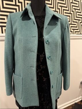 Petite Sophisticate Wool Cashmere Blend Jacket | Teal | Tailored | Size 10P